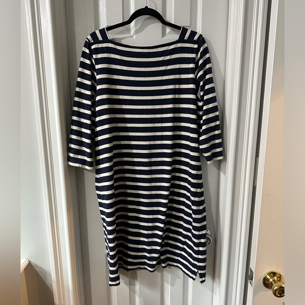 L.L. Bean navy and cream striped dress. Size XL. Gently used. - Picture 2 of 3